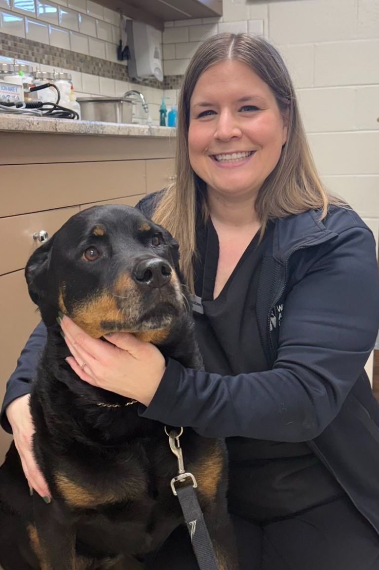 Dr. Dana Sweeton, DVM, with a patient